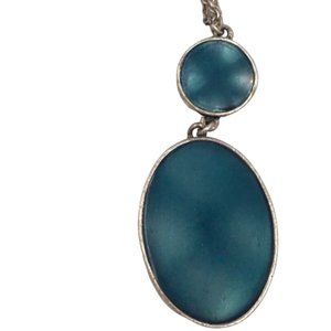 Baked Beads Blue/Brown Pendant Necklace